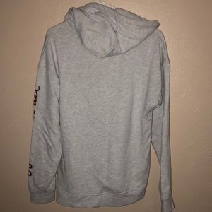 VANS heather gray hoodie with maroon writing.